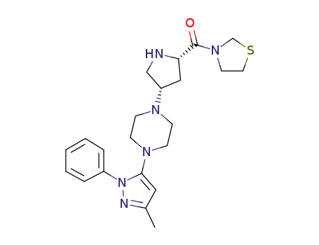 ((2S,4S)-4-(4-(3-methyl-1-phenyl-1H-pyrazol-5-yl)piperazin-1-yl)pyrrolidin-2-yl)(1,3-thiazolidin-3-yl)methanone