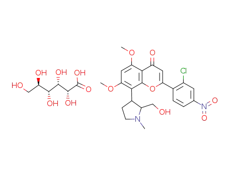 (+)-trans-2-(2-chloro-4-nitrophenyl)-8-(2-hydroxymethyl-1-methyl-pyrrolidin-3-yl)-5,7-dimethoxy-chromen-4-one gluconate