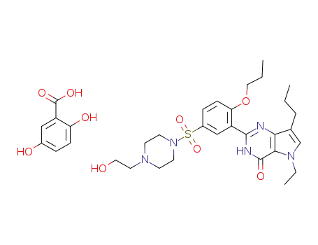 5-ethyl-2-{5-[4-(2-hydroxy-ethyl)-piperazin-1-ylsulfonyl]-2-n-propoxy-phenyl}-7-n-propyl-3,5-dihydro-pyrrolo[3,2-d]pyrimidin-4-one gentisate