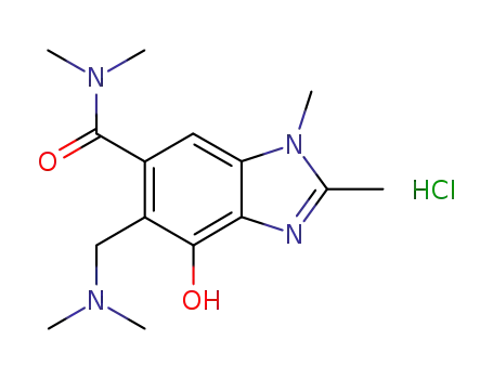 5-[(dimethylamino)methyl]-4-hydroxy-N,N,1,2-tetramethyl-1H-benzimidazole-6-carboxamide hydrochloride