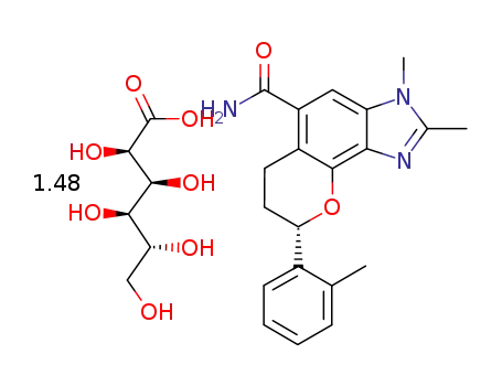 (8S)-N,N,1,2-tetramethyl-8-(2-methylphenyl)-3,6,7,8-tetrahydrochromeno[7,8-d]imidazole-5-carboxamide glucuronate (1:1.48)