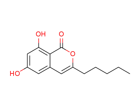 Molecular Structure of 3734-54-1 (6,8-Dihydroxy-3-pentylisochromen-1-one)