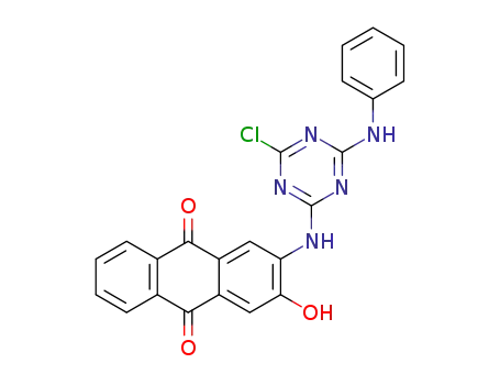 2-(2'-anthraquinonylamino-3'-hydroxy)-4-anilino-6-chloro-s-triazine