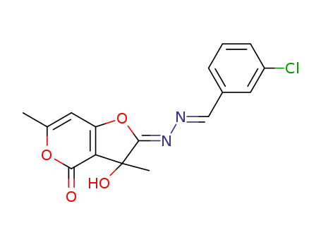 (2Z)-2-[(2E)-(3-chlorobenzylidene)hydrazinylidene]-2,3-dihydro-3-hydroxy-3,6-dimethyl-4H-furo[3,2-c]pyran-4-one