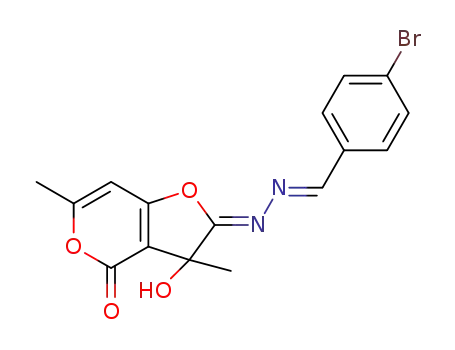 (2Z)-2-[ (2E)-(4-bromobenzylidene)hydrazinylidene]-2,3-dihydro-3-hydroxy-3,6-dimethyl-4H-furo[3,2-c]pyran-4-one