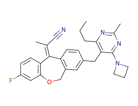(E)-2-(8-{[4-(azetidin-1-yl)-2-methyl-6-propylpyrimidin-5-yl]methyl}-3-fluorodibenzo[b,e]oxepin-11(6H)-ylidene)propanenitrile