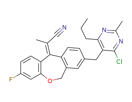 (E)-2-{8-[(4-chloro-2-methyl-6-propylpyrimidin-5-yl)methyl]-3-fluorodibenzo[b,e]oxepin-11(6H)-ylidene}propanenitrile