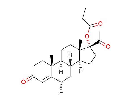 Pregn-4-ene-3,20-dione, 6-methyl-17-(1-oxopropoxy)-, (6.alpha.)-