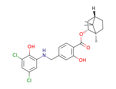 (1R,2R,4S)-1,7,7-trimethylbicyclo[2.2.1]hexane-2-yl 4-((3,5-dichloro-2-hydroxyanilino)methyl)-2-hydroxybenzoic acid