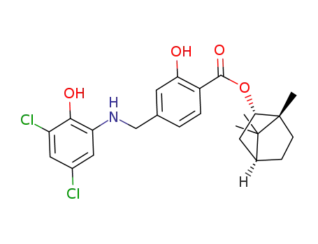 (1R,2S,4S)-1,7,7-trimethylbicyclo[2.2.1]hexane-2-yl 4-((3,5-dichloro-2-hydroxyaniline)methyl)-2-hydroxybenzoic acid