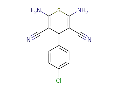 Molecular Structure of 102423-75-6 (4H-Thiopyran-3,5-dicarbonitrile, 2,6-diamino-4-(4-chlorophenyl)-)