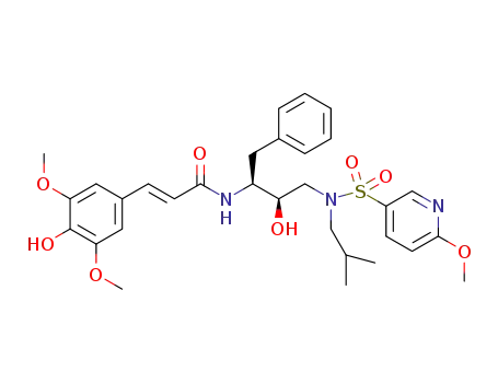 (E)-3-(4-hydroxy-3,5-dimethoxyphenyl)-N-((2S,3R)-3-hydroxy-4-((N-isobutyl-6-methoxypyridine)-3-sulfonamido)-1-phenylbutan-2-yl)acrylamide
