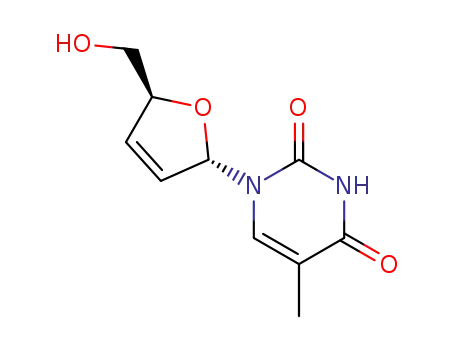 Molecular Structure of 84414-90-4 (1-(2,3-DIDEOXY-A-D-GLYCERO-PENT-2-ENOFURANOSYL)THYMINE)