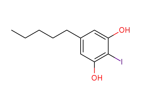 Molecular Structure of 112639-12-0 (1,3-Benzenediol, 2-iodo-5-pentyl-)