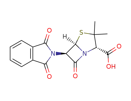 Molecular Structure of 20425-27-8 ((2S,5R,6R)-6-(1,3-dioxo-1,3-dihydro-2H-isoindol-2-yl)-3,3-dimethyl-7-oxo-4-thia-1-azabicyclo[3.2.0]heptane-2-carboxylic acid)