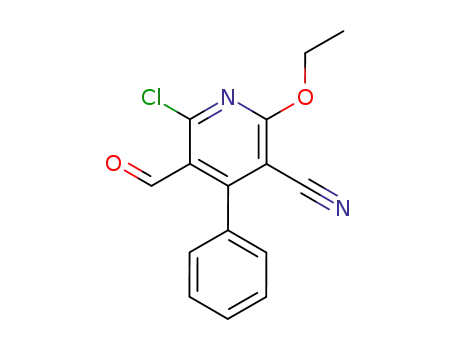 Molecular Structure of 143815-60-5 (3-Pyridinecarbonitrile, 6-chloro-2-ethoxy-5-formyl-4-phenyl-)