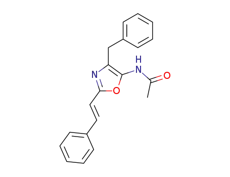 Molecular Structure of 87783-76-4 (Acetamide, N-[2-(2-phenylethenyl)-4-(phenylmethyl)-5-oxazolyl]-)