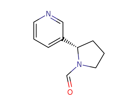 Molecular Structure of 38840-03-8 (1-Pyrrolidinecarboxaldehyde, 2-(3-pyridinyl)-, (S)-)