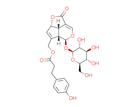 3-(4-Hydroxy-phenyl)-propionic acid (2aS,4aS,5S,7bS)-1-oxo-5-((2S,3R,4S,5S,6R)-3,4,5-trihydroxy-6-hydroxymethyl-tetrahydro-pyran-2-yloxy)-2a,4a,5,7b-tetrahydro-1H-2,6-dioxa-cyclopenta[cd]inden-4-ylmethyl ester
