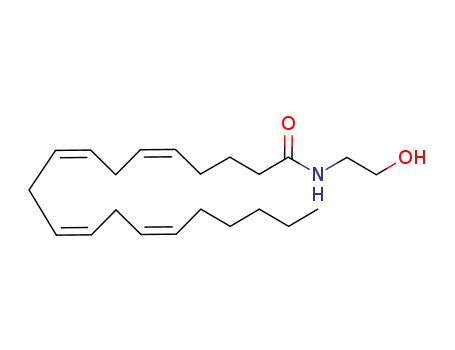 94421-68-8,ANANDAMIDE,5,8,11,14-Eicosatetraenamide,N-(2-hydroxyethyl)-, (all-Z)-; Anandamide; Arachidonylethanolamide;N-(2-Hydroxyethyl)arachidonamide; N-(2-Hydroxyethyl)arachidonylamide;N-Arachidonoylethanolamide; N-Arachidonylethanolamide;N-Arachidonylethanolamine