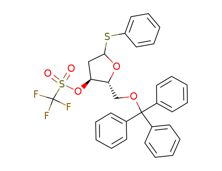 Trifluoro-methanesulfonic acid (2R,3S)-5-phenylsulfanyl-2-trityloxymethyl-tetrahydro-furan-3-yl ester