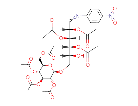 O2,O3,O4-triacetyl-O6-(tetra-O-acetyl-β-D-glucopyranosyl)-D-glucose-(4-nitro-phenylimine)