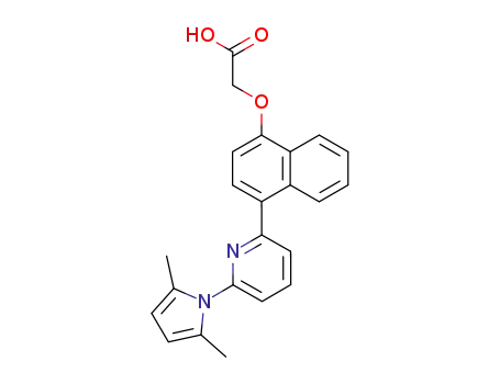 Molecular Structure of 221087-71-4 (Acetic acid,
[[4-[6-(2,5-dimethyl-1H-pyrrol-1-yl)-2-pyridinyl]-1-naphthalenyl]oxy]-)