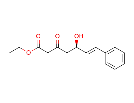 Molecular Structure of 735287-46-4 (6-Heptenoic acid, 5-hydroxy-3-oxo-7-phenyl-, ethyl ester, (5R,6E)-)