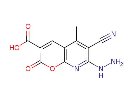 5-methyl-6-cyano-7-hydrazino-2-oxo-2H-pyrano[2,3-b]pyridine-3-carboxylic acid