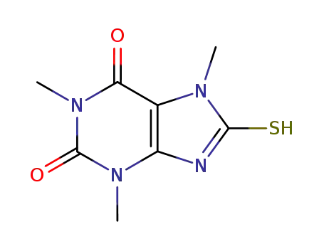 Molecular Structure of 1790-74-5 (1,3,7-trimethyl-8-thioxo-3,7,8,9-tetrahydro-1H-purine-2,6-dione)