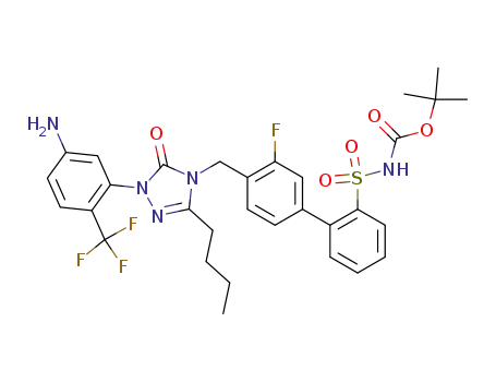 2-[5-amino-2-(trifluoromethyl)phenyl]-4-[[2'-[N-(t-butoxycarbonyl)sulfamoyl]-3-fluorobiphenyl-4-yl]methyl]-5-n-butyl-2,4-dihydro-3H-1,2,4-triazol-3-one