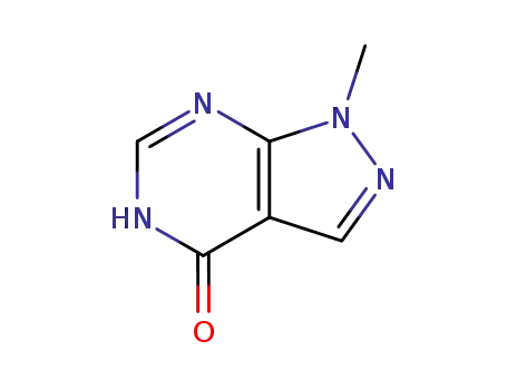 Molecular Structure of 5334-56-5 (1-METHYL-1,5-DIHYDRO-4H-PYRAZOLO[3,4-D]PYRIMIDIN-4-ONE)