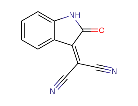 Molecular Structure of 6623-89-8 ((2-oxo-1,2-dihydro-3H-indol-3-ylidene)propanedinitrile)