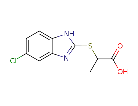 Molecular Structure of 6963-77-5 (2-[(5-chloro-3H-benzoimidazol-2-yl)sulfanyl]propanoic acid)