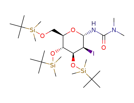 1,1-dimethyl-3-[3,4,6-tris(O-tert-butyldimethylsilyl)-2-deoxy-2-iodo-α-D-mannopyranosyl]urea