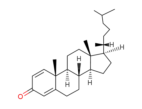 Molecular Structure of 566-91-6 ((8S,9S,10S,13R,14S,17R)-10,13-dimethyl-17-[(2R)-6-methylheptan-2-yl]-6,7,8,9,11,12,14,15,16,17-decahydrocyclopenta[a]phenanthren-3-one)