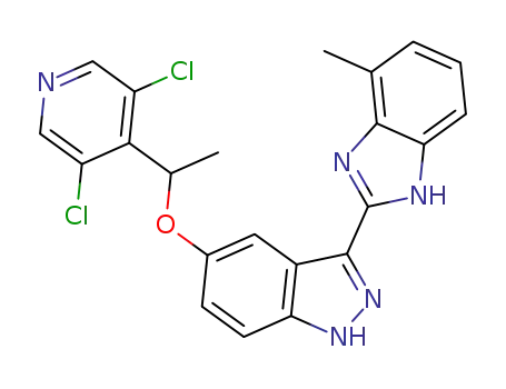 5-(1-(3,5-dichloropyridin-4-yl)ethoxy)-3-(4-methyl-1H-benzo[d]-imidazol-2-yl)-1H-indazole