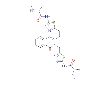 2-(methylamino)-N-(5-((2-(2-(5-(2-(methylamino)propanamido)-1,3,4-thiadiazol-2-yl)ethyl)-4-oxoquinazolin-3(4H)-yl)methyl)-1,3,4-thiadiazol-2-yl)propanamide
