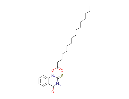 Molecular Structure of 89861-48-3 (4(1H)-Quinazolinone,
3,4-dihydro-3-methyl-1-[(1-oxohexadecyl)oxy]-2-thioxo-)