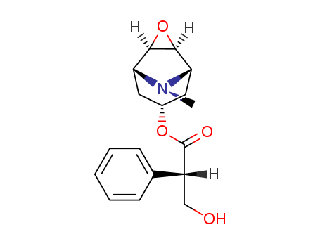 51-34-3,Scopolamine,(-)-Hyoscine;(-)-Scopolamine;6,7-Epoxytropinetropate;9-Methyl-3-oxa-9-azatricyclo[3.3.1.02,4]nonan-7-ol (-)-tropate;Hyoscine;Scopine (-)-tropate;l-Scopolamine;