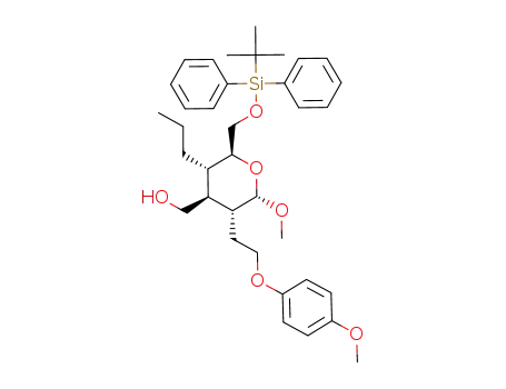 {(2S,3S,4S,5R,6S)-2-(tert-Butyl-diphenyl-silanyloxymethyl)-6-methoxy-5-[2-(4-methoxy-phenoxy)-ethyl]-3-propyl-tetrahydro-pyran-4-yl}-methanol