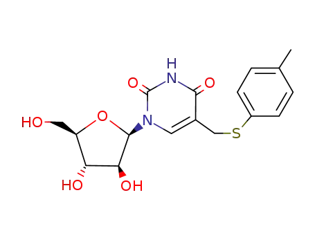 Molecular Structure of 88054-44-8 (5-{[(4-methylphenyl)sulfanyl]methyl}-1-pentofuranosylpyrimidine-2,4(1H,3H)-dione)