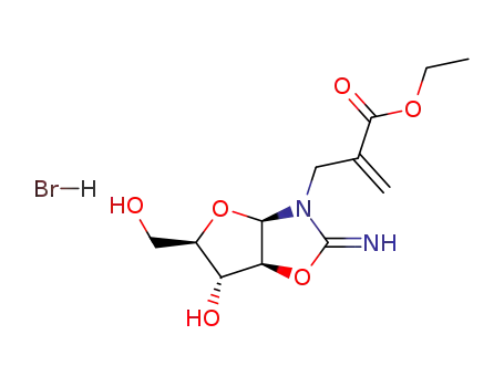 2-((3aR,5R,6R,6aS)-6-Hydroxy-5-hydroxymethyl-2-imino-tetrahydro-furo[2,3-d]oxazol-3-ylmethyl)-acrylic acid ethyl ester; hydrobromide