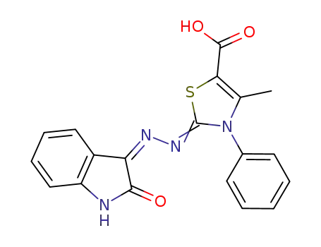 4-Methyl-2-{[2-oxo-1,2-dihydro-indol-(3Z)-ylidene]-hydrazono}-3-phenyl-2,3-dihydro-thiazole-5-carboxylic acid