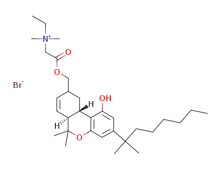 (6aS-trans)-6,6-dimethyl-3-(1,1-dimethylheptyl)-1-hydroxy-9-(N,N-dimethyl-N-ethylammonioacetoxymethyl)-6a,7,10,10a-tetrahydro-6H-dibenzo[b,d]pyran bromide
