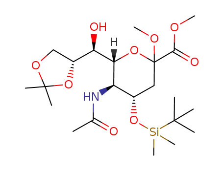 5-acetylamino-3,5-dideoxy-8,9-O-isopropylidene-2-O-methyl-4-O-tert-butyldimethylsilyl-D-glycero-D-galacto-2-nonulopyranosonic acid methyl ester