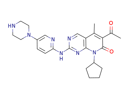 571190-30-2,OTAVA-BB 1115529,6-Acetyl-8-cyclopentyl-5-methyl-2-[[5-(piperazin-1-yl)pyridin-2-yl]amino]-8H-pyrido[2,3-d]pyrimidin-7-one;PD 0332991;PD 332991;