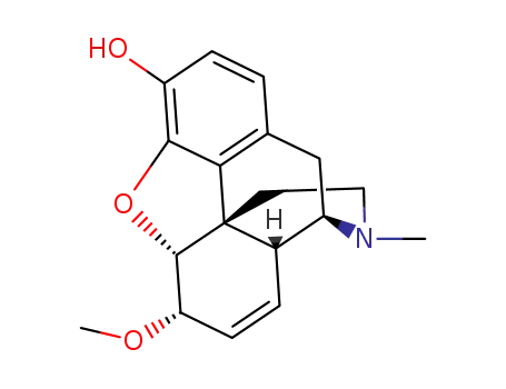 Molecular Structure of 639-47-4 (Morphinan-3-ol,7,8-didehydro-4,5-epoxy-6-methoxy-17-methyl-, (5a,6a)-)