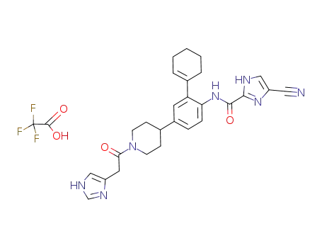 4-cyano-1H-imidazole-2-carboxylic acid {2-cyclohex-1-enyl-4-[1-(2-1H-imidazol-4-yl-acetyl)piperidin-4-yl]phenyl}amide trifluoroacetic acid salt