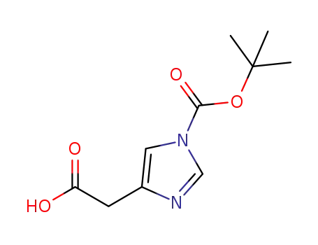 Molecular Structure of 112856-43-6 (1H-Imidazole-4-acetic acid, 1-[(1,1-dimethylethoxy)carbonyl]-)